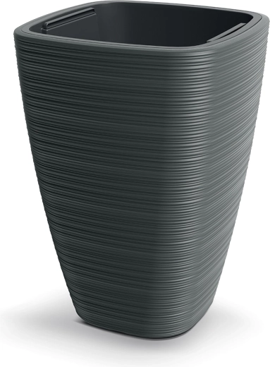 Cache-pot Vena Square 28,9 cm gris foncé avec insert
