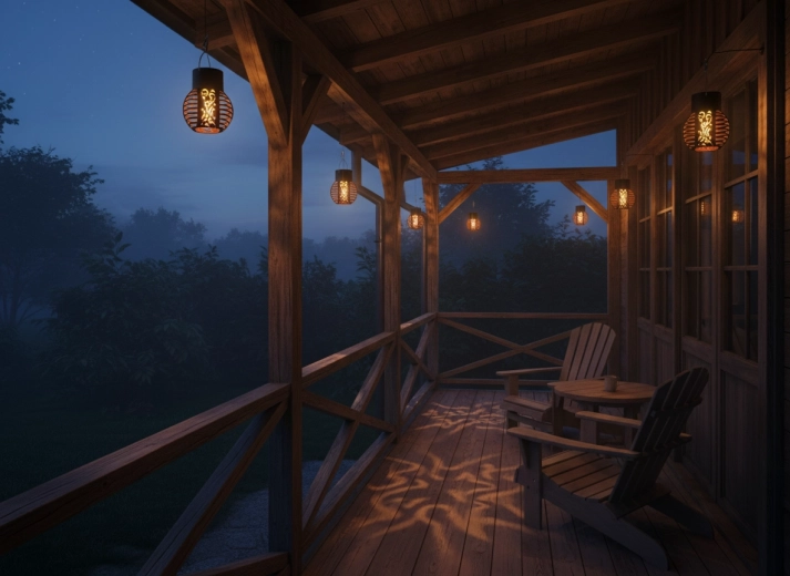 Motifs lumineux décoratifs sur la terrasse et au jardin