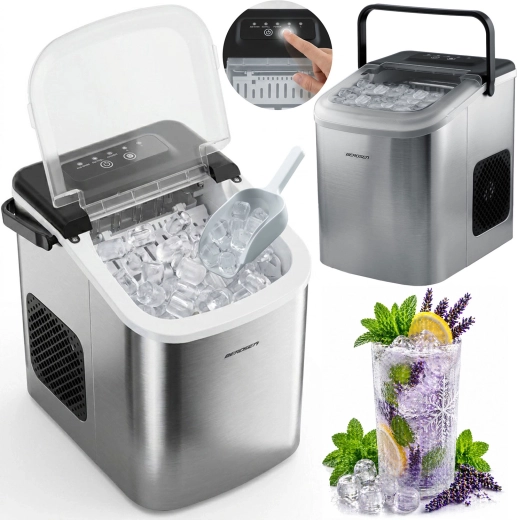 Machine à glaçons compacte Berdsen 12 kg/24 h, 1,1 l, argentée