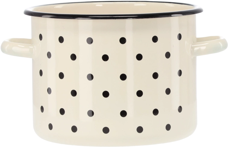 Faitout émaillé 4,5 l, 20 cm, blanc à pois
