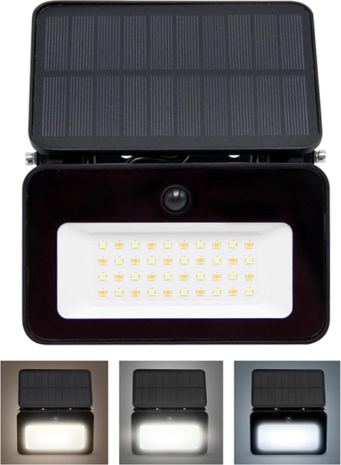 Projecteur LED solaire Solight avec détecteur, 6 W, 660 lm, noir