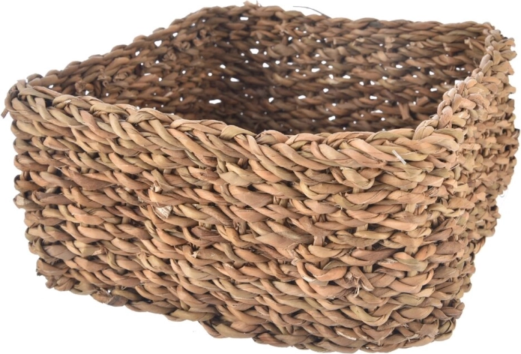 Panier de rangement en jonc de mer beige, moyen 22 × 22 × 10 cm