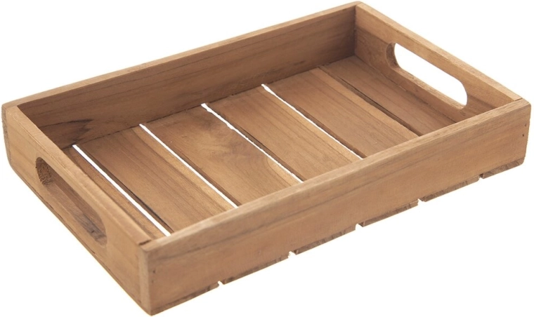 Plateau de service en bois de teck 26 × 18 cm