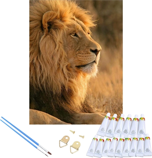 Motif lion et cadre pour une suspension immédiate