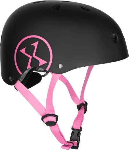 Casque de vélo et de rollers NILS Extreme noir/rose – S (52-56 cm)