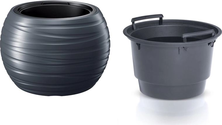 Cache-pot Maze rond avec insert 43,6 cm – anthracite