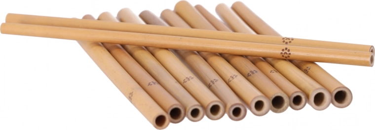 Pailles en bambou réutilisables avec brosse de nettoyage - 12 pièces