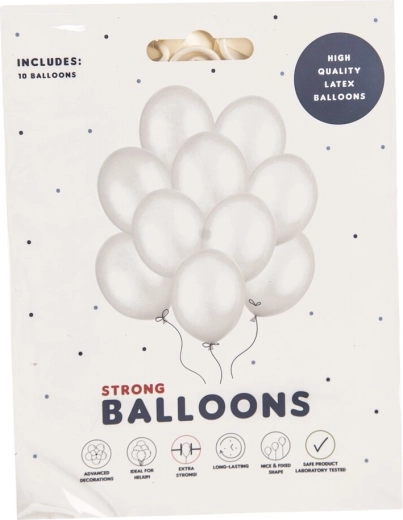 Ballons en latex nacrés 27 cm - 10 pièces – Blanc