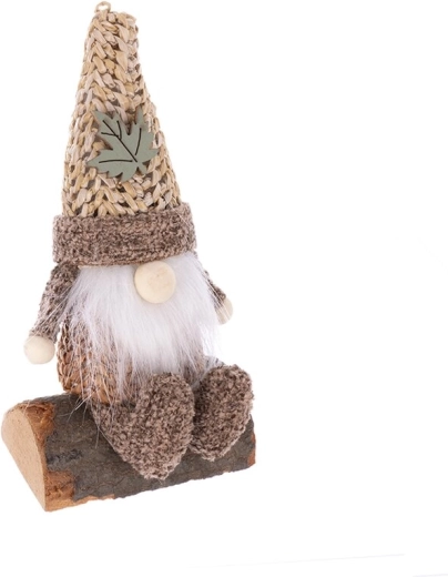 Lutin en bois et textile, couleur beige