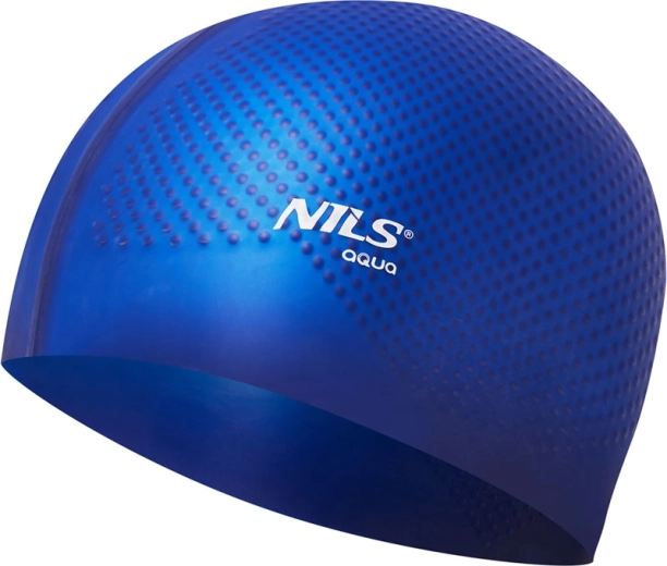 Bonnet de bain en silicone NILS Aqua NQC Dots bleu foncé
