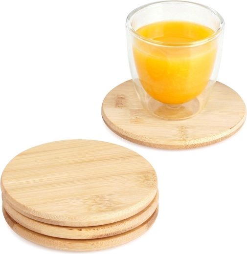 Dessous de verre en bambou 9,5 cm, lot de 4 pièces