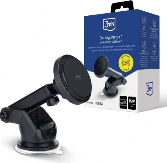 Chargeur magnétique de voiture 3mk pour pare-brise et tableau de bord