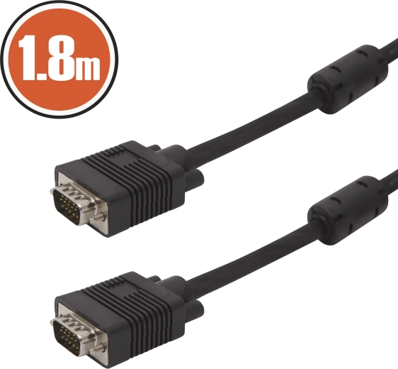 Câble VGA pour moniteur 1,8 m noir
