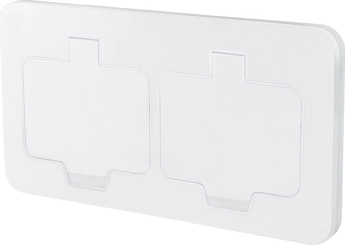 Double prise de sol encastrable Solight IP55, blanc mat, couvercle rectangulaire