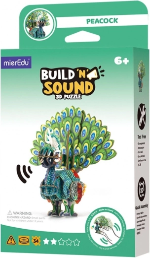 Puzzle 3D MierEdu Construis et écoute – paon