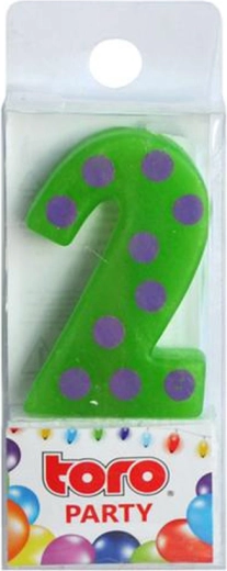 Bougie de gâteau chiffre 2 TORO, à piquer 4,5 cm