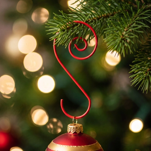 Crochets spirales rouges pour décorations de Noël - 40 pièces