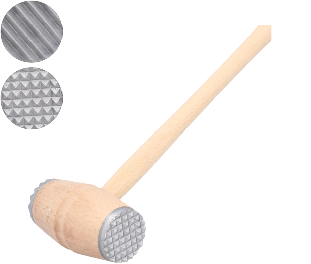 Attendrisseur à viande en bois avec embouts métalliques 29 cm