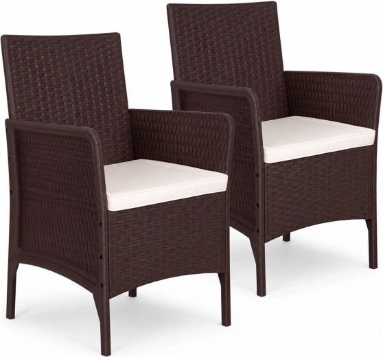 MultiGarden lot de 2 fauteuils de jardin avec coussins, aspect rotin, marron