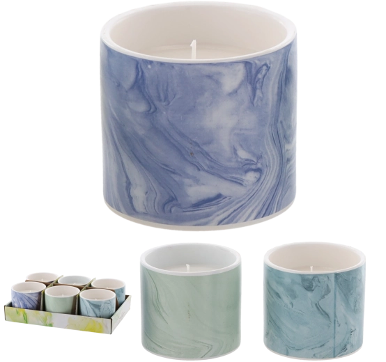 Bougie décorative Citronella Ferano 10 × 8 cm, contenant en céramique, assortiment de couleurs