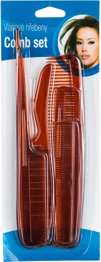 Lot de peignes à cheveux en plastique 6 pcs marron