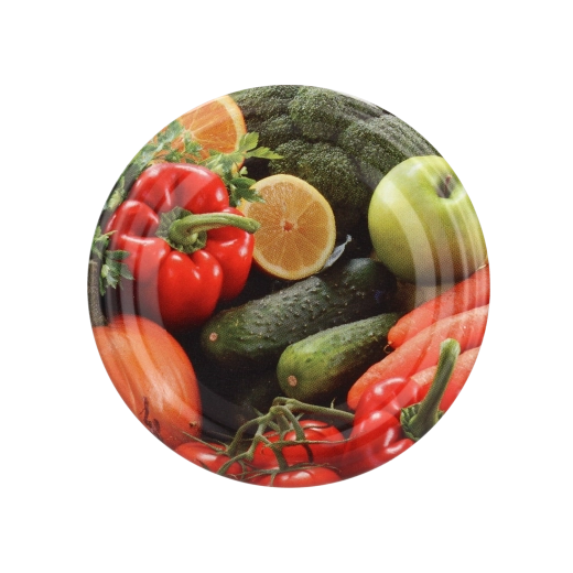 Couvercles métalliques Twist-off 82 mm avec motif de légumes, 6 ergots