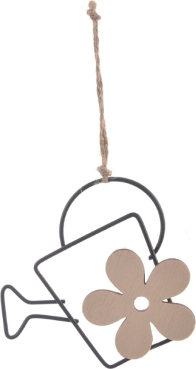Arrosoir décoratif suspendu en bois et métal noir 10 × 10 cm
