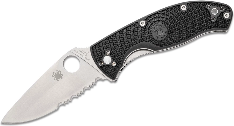 Couteau pliant Spyderco Tenacious Lightweight, lame partiellement dentelée 8,6 cm, FRN noir