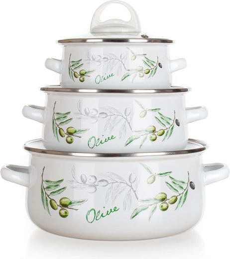 Banquet – lot de casseroles émaillées Olives, 6 pièces