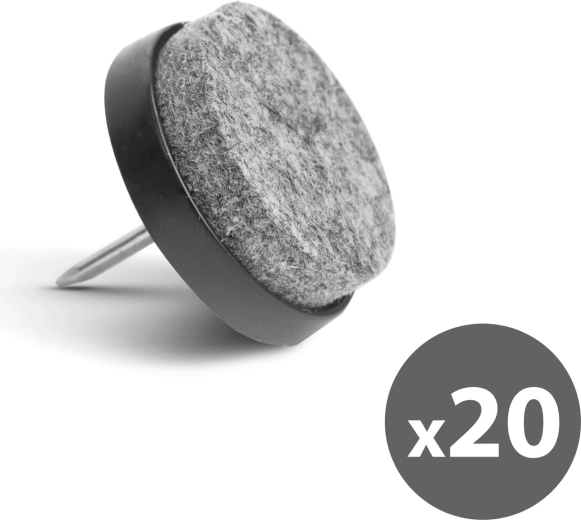 Lot de patins pour meubles avec clou, 20 pièces, gris