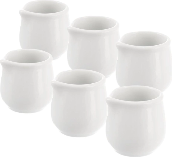 Mini pichets à lait en porcelaine MONA, blanc, 20 ml, lot de 6