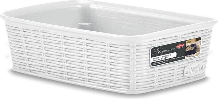 Panier en plastique Elegance 20 × 14 × 6 cm – Blanc
