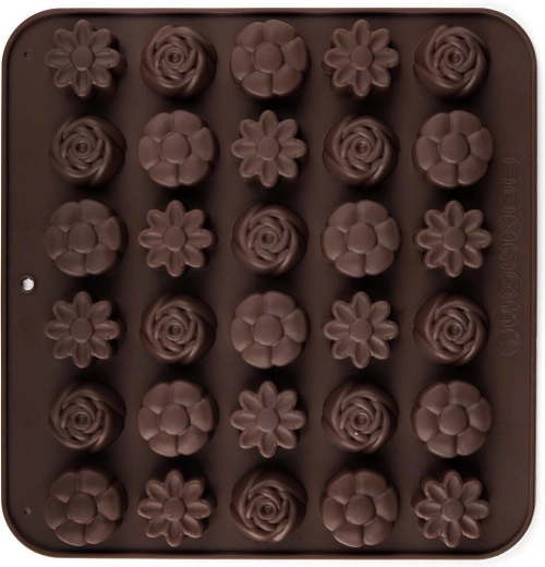 Moule en silicone pour chocolat fleurs 30 pcs Culinaria marron