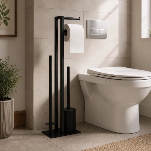 Tout le nécessaire près des toilettes au même endroit
