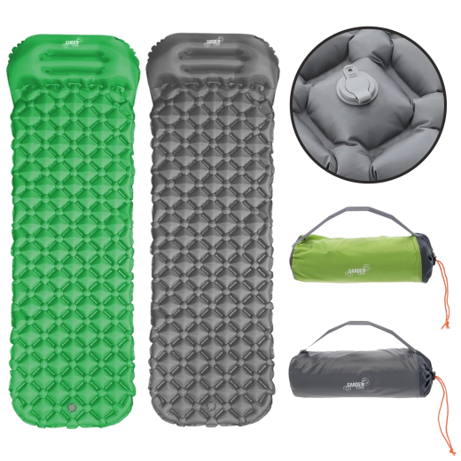Matelas de sol de randonnée gonflable avec oreiller 190 × 56 × 5,5 cm