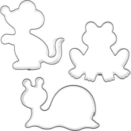 Emporte-pièces en acier inoxydable pour biscuits, souris, grenouille et escargot - 3 pièces