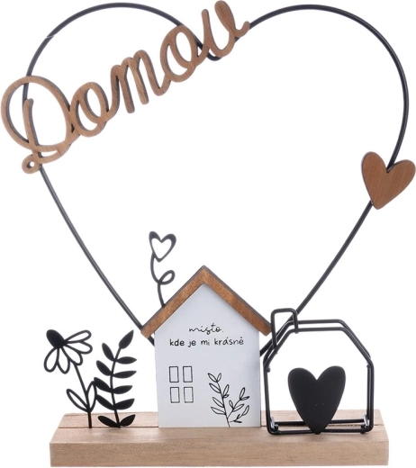 Petite maison en bois et métal avec cœur et inscription « Maison »