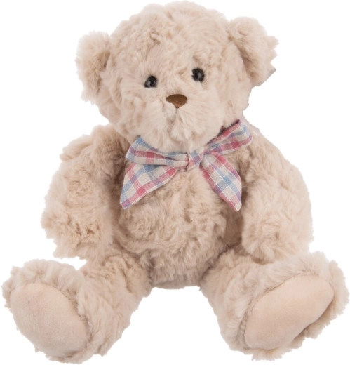 Ours en peluche avec nœud 20 cm – Beige