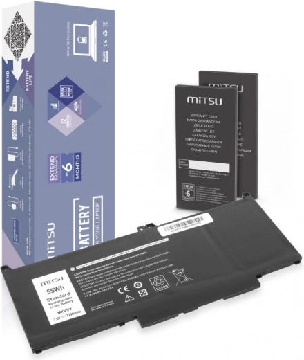 Batterie MITSU pour Dell Latitude 5300/5310/7300/7400, 7200 mAh (55 Wh) 7,6 V