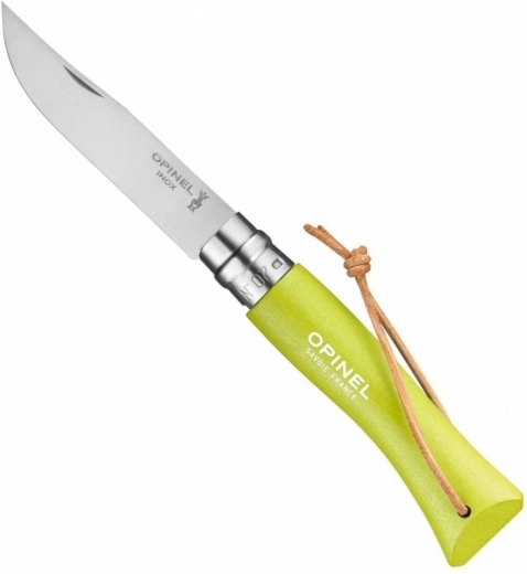 Opinel N°07 Trekking Anise couteau de poche 8 cm, vert clair, bois de hêtre
