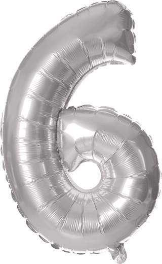 Ballon en aluminium TORO chiffre 6, 30 cm – Argenté