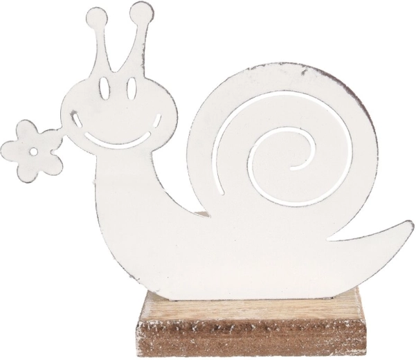 Escargot décoratif en bois et métal blanc