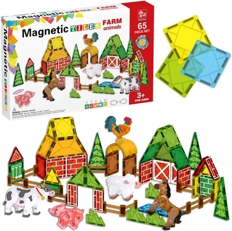 Jeu de construction magnétique ferme, 65 pièces