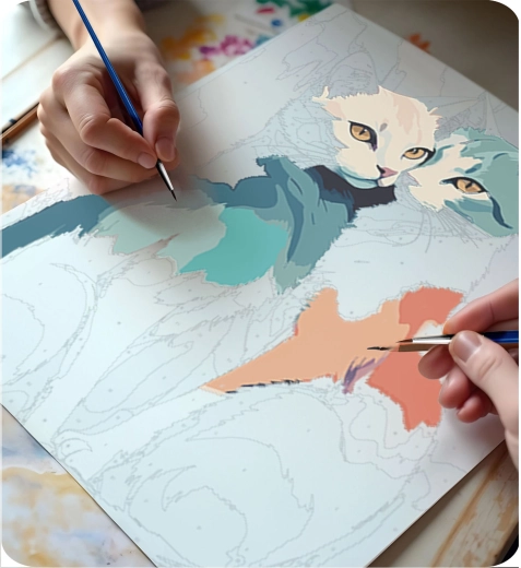 Motif de chats plein de couleurs et de joie