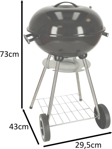 Barbecue de jardin à charbon de bois avec couvercle ventilé et étagère, à fermeture