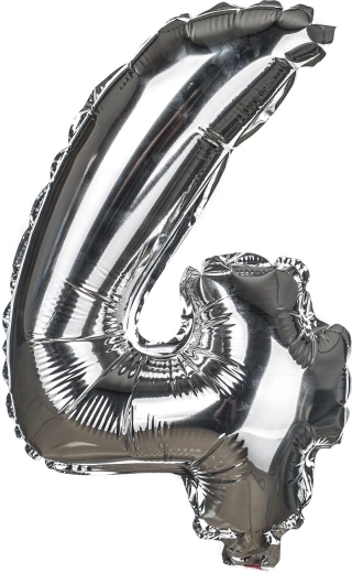 Ballon en feuille chiffre 4, 30 cm – doré ou argenté