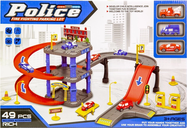 Parking de police avec 3 petites voitures - 1 pièce