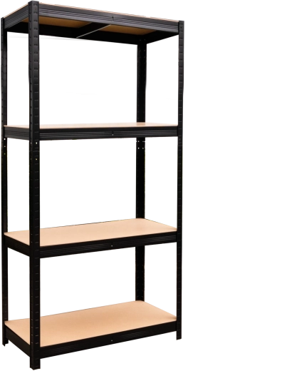 Étagère métallique 4 niveaux 150 × 70 × 30 cm noire, capacité 150 kg par étagère
