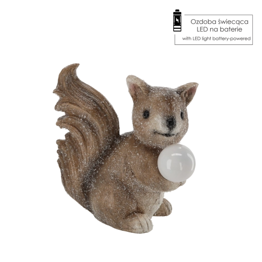 Figurine de jardin écureuil avec boule LED