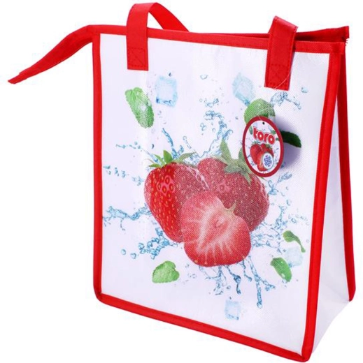 Sac isotherme Toro à fermeture éclair, motif fraise, 32 × 27 × 13 cm